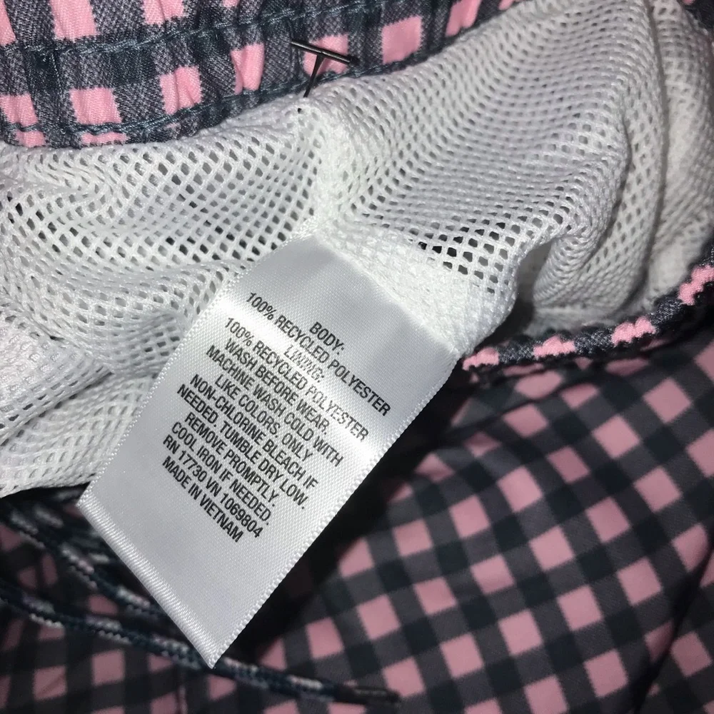 NWT Good Fellow & Co. Men’s Size XL Gingham Mesh Swim Shorts Trunks Gray Pink